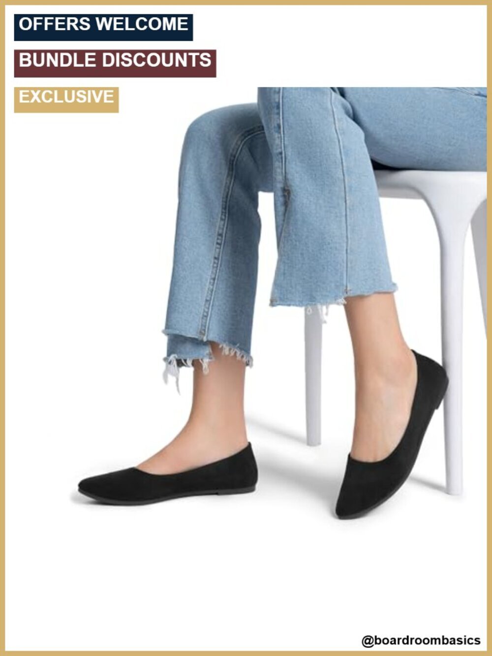Pointed Toe Ballet Flats - Faux Suede, Slip-On, Cushioned, Flexible, Foldable - Picture 5 of 6
